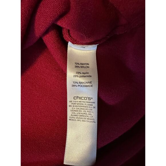Chico's Red Round Neck Embellished Stretch Tight Knit Pullover Top Size 1 US 8 - Picture 9 of 9